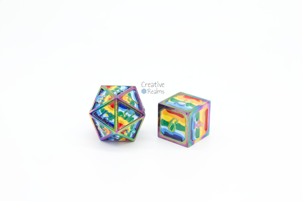 Würfelset 7-teilig Tanzender Regenbogen