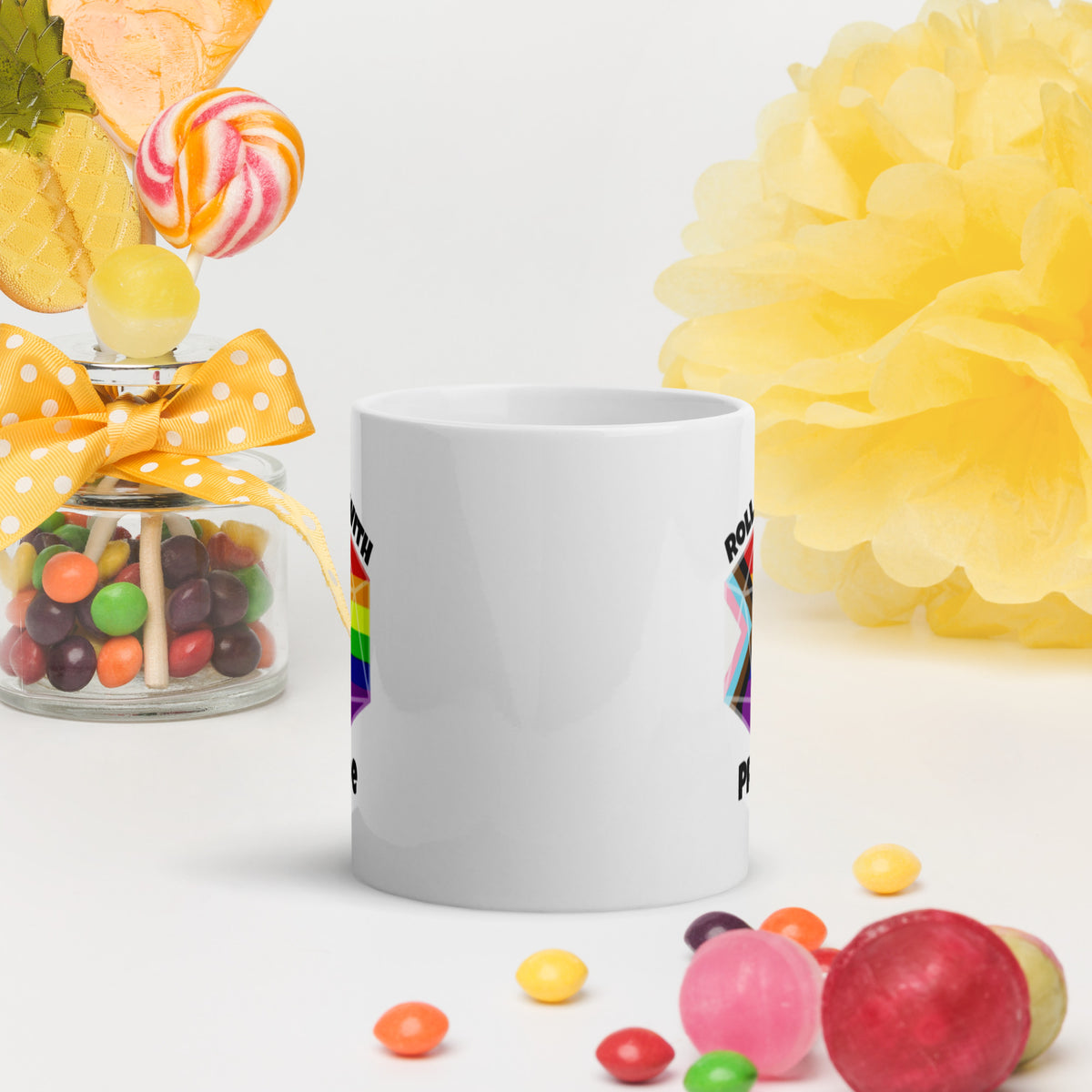 Roll With Pride - Weiße, glänzende Tasse