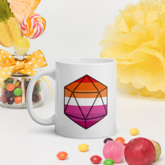 Pride Dice - Lesbian - Weiße, glänzende Tasse