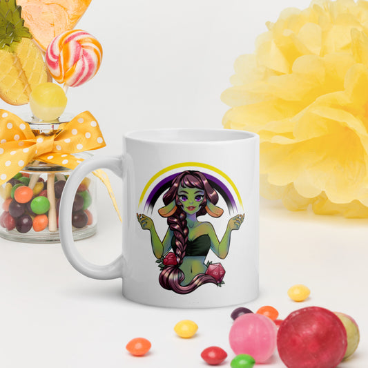 Pride Goblin - Non Binary - Weiße, glänzende Tasse