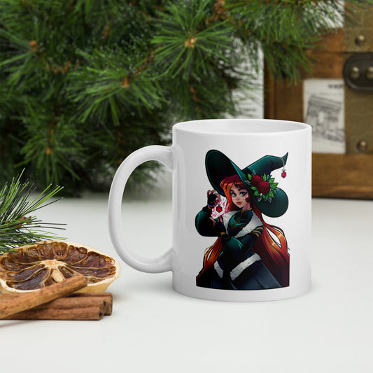Weihnachts-Hexe - Weiße, glänzende Tasse