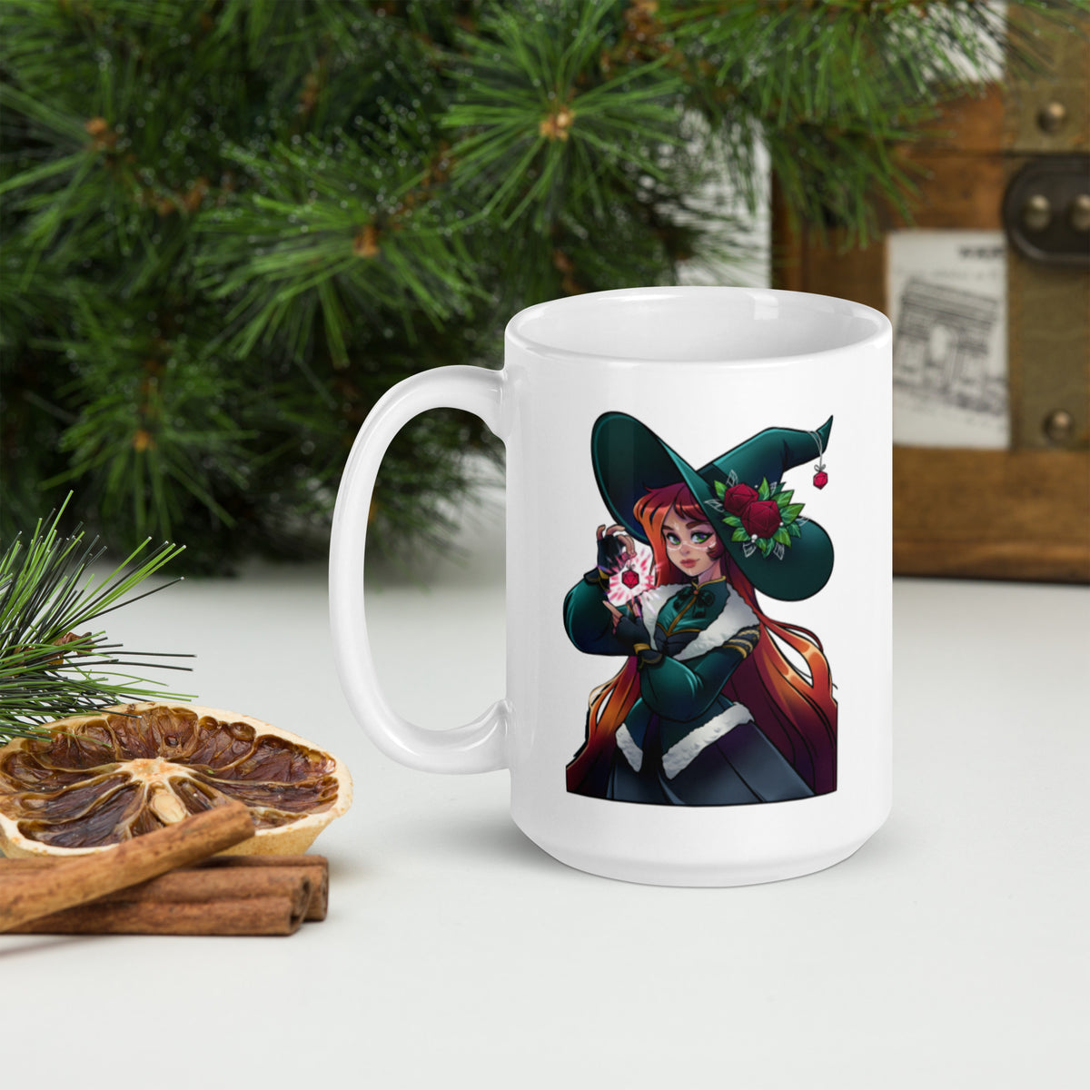 Weihnachts-Hexe - Weiße, glänzende Tasse